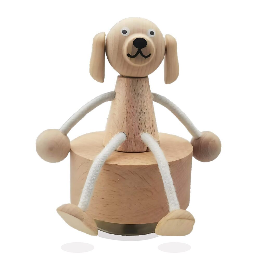 2616 Wooden Dog Music Box Gift for Daughter Girls Son, Fun Puppy Figurine